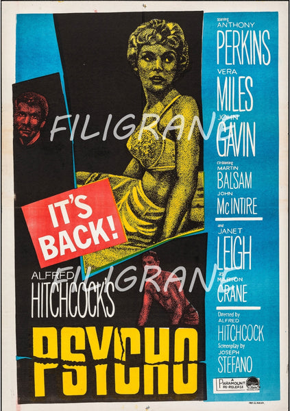 PSYCHO HITCHCOK'S FILM Rjnb-POSTER/REPRODUCTION d1 AFFICHE VINTAGE