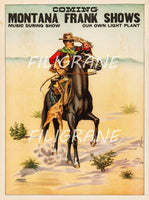 SPECTACLE MONTANA FRANK SHOWS Rbkd-POSTER/REPRODUCTION d1 AFFICHE VINTAGE