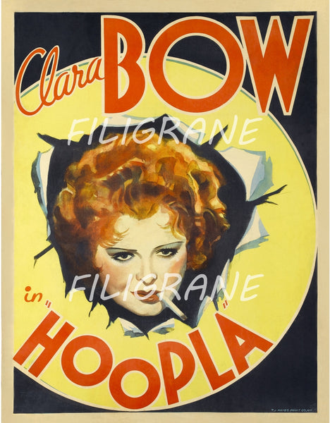 HOOPLA FILM Clara BOW Rfof-POSTER/REPRODUCTION d1 AFFICHE VINTAGE