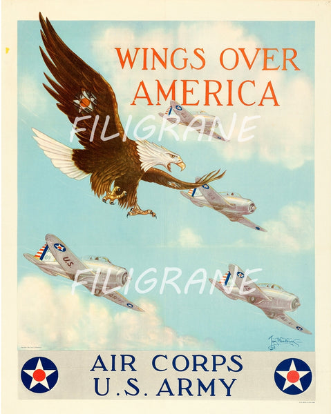 AIR CORPS US ARMY Rqlk-POSTER/REPRODUCTION d1 AFFICHE VINTAGE