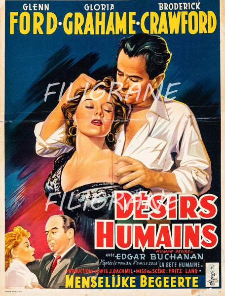 DéSIRS HUMAINS FILM Rwho-POSTER/REPRODUCTION d1 AFFICHE VINTAGE