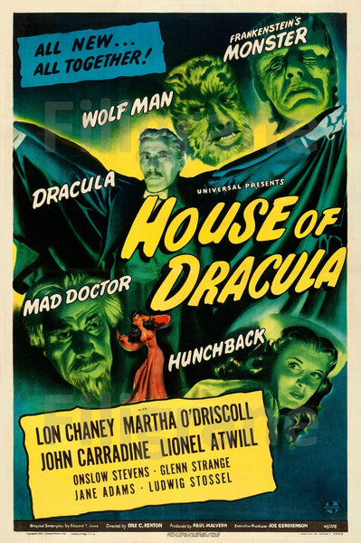 HOUSE of DRACULA FILM Reof-POSTER/REPRODUCTION d1 AFFICHE VINTAGE