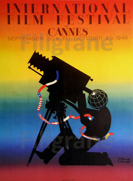 FESTIVAL de CANNES 1946 CINéMA modèle 2 - POSTER 90x125cm d1 AFFICHE VINTAGE