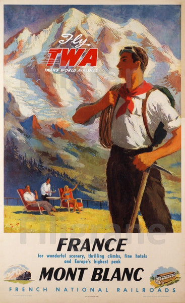 AVIATION TWA MONT BLANC Rblv-POSTER/REPRODUCTION d1 AFFICHE VINTAGE