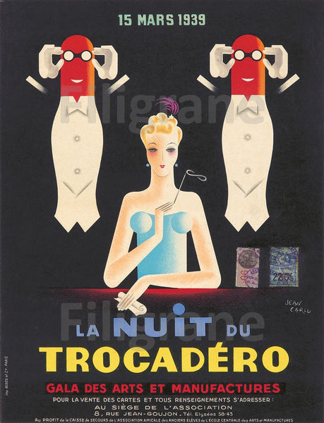 SPECTACLE NUIT du TROCADéRO 1939 Rwld-POSTER/REPRODUCTION  d1 AFFICHE VINTAGE