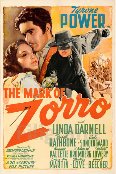 THE MARK of ZORRO FILM Rbyl-POSTER/REPRODUCTION d1 AFFICHE VINTAGE