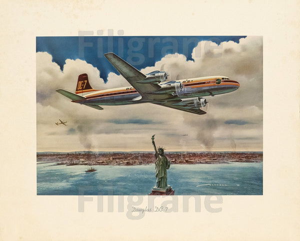 AVION DOUGLAS DC-7 Rrgs-POSTER/REPRODUCTION d1 AFFICHE VINTAGE