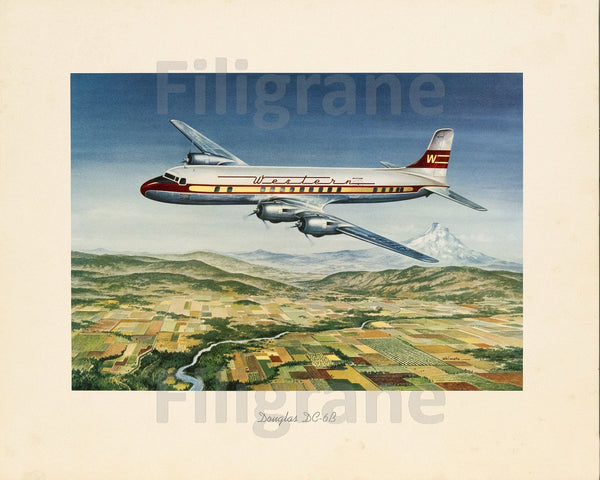 AVION DOUGLAS DC-6B Rmvg-POSTER/REPRODUCTION d1 AFFICHE VINTAGE