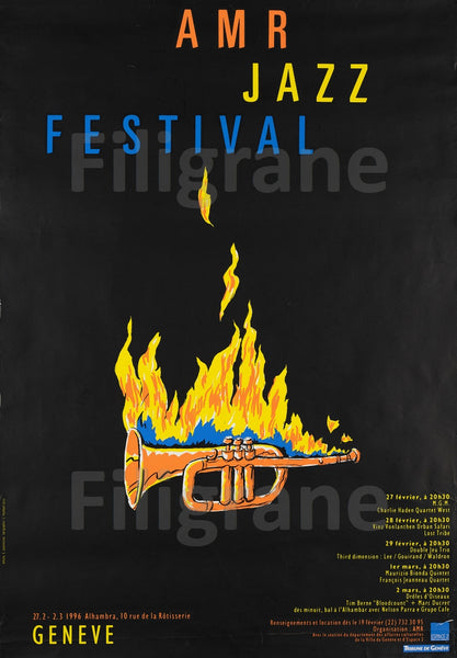 FESTIVAL JAZZ GENèVE 1996 Rvcc-POSTER/REPRODUCTION d1 AFFICHE VINTAGE