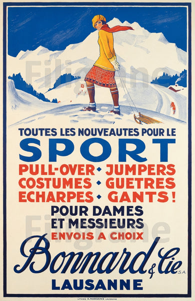 BONNARD SPORT LAUSANNE Rmyh-POSTER/REPRODUCTION d1 AFFICHE VINTAGE