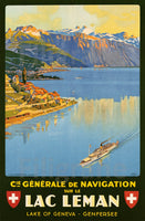 LAC LéMAN BATEAU Rwxw-POSTER/REPRODUCTION d1 AFFICHE VINTAGE