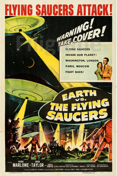 CINéMA EARTH the FLYING SAUCERS Rxty-POSTER/REPRODUCTION d1 AFFICHE VINTAGE