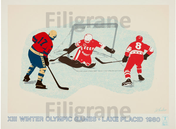 SPORT HOCKEY OLYMPIC GAMES 1980 Rigi-POSTER/REPRODUCTION d1 AFFICHE VINTAGE