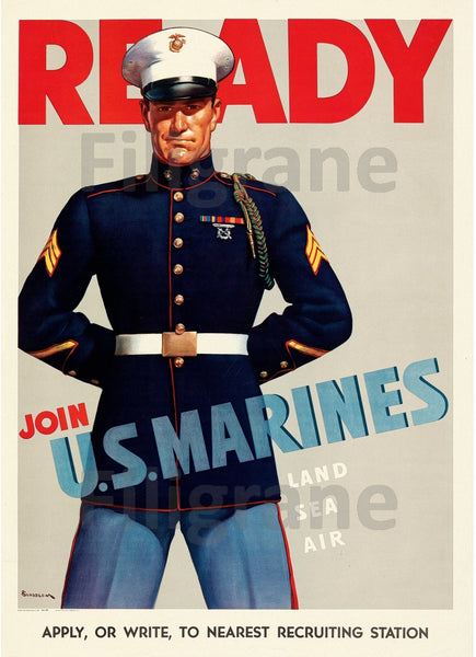 JOIN US MARINES Rvse POSTER/REPRODUCTION  d1 AFFICHE VINTAGE
