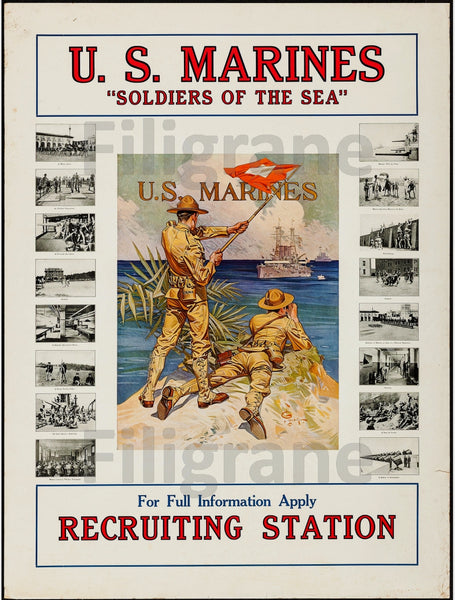 WAR US MARINES RECRUITING Rkxa-POSTER/REPRODUCTION d1 AFFICHE VINTAGE