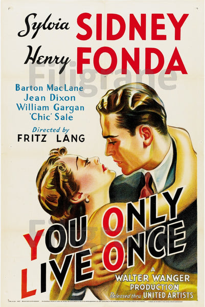 You ONLY LIVE ONCE FILM Rwgk-POSTER/REPRODUCTION d1 AFFICHE VINTAGE