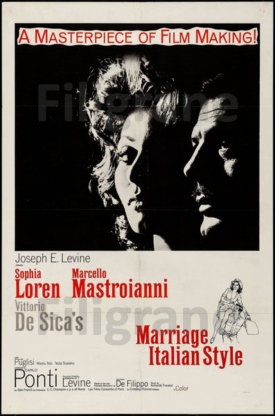 FILM MARRIAGE ITALIAN STYLE Rwtt-REPRODUCTION d1 AFFICHE VINTAGE