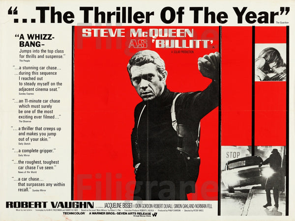 FILM BULLITT Rlba-POSTER/REPRODUCTION d1 AFFICHE VINTAGE