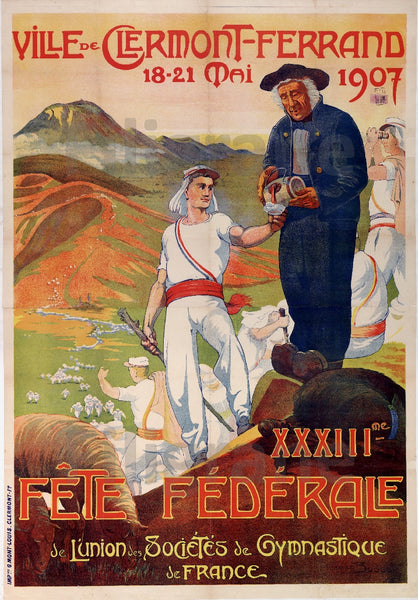 FêTE CLERMONT FERRAND 1907 Rokp-POSTER/REPRODUCTION  d1 AFFICHE VINTAGE