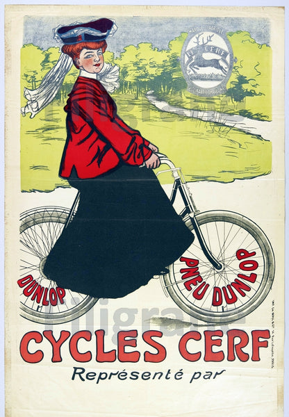 CYCLES CERF PUBLICITé Ront-POSTER/REPRODUCTION  d1 AFFICHE VINTAGE