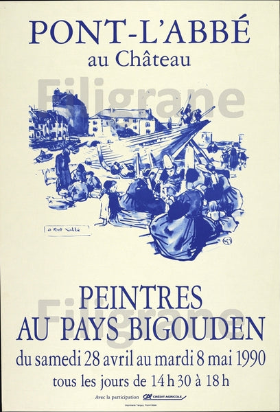 EXPO PONT L'ABBé PEINTRES Rfvy-POSTER/REPRODUCTION  d1 AFFICHE VINTAGE