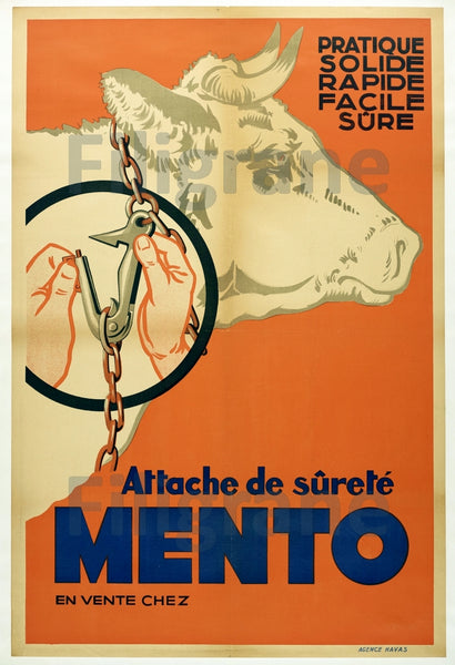 ATTACHES MENTO VACHE Rwwe-POSTER/REPRODUCTION  d1 AFFICHE VINTAGE