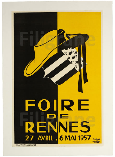 RENNES FOIRE 1957 Rbqj-POSTER/REPRODUCTION  d1 AFFICHE VINTAGE