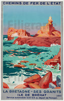 ILE de BréHAT BRETAGNE Rtne-POSTER/REPRODUCTION  d1 AFFICHE VINTAGE