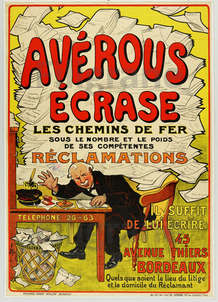 AvéROUS LITIGE Rurj-POSTER/REPRODUCTION  d1 AFFICHE VINTAGE