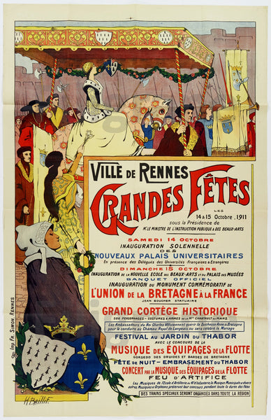 RENNES FêTES 1911 Rsvh-POSTER/REPRODUCTION  d1 AFFICHE VINTAGE