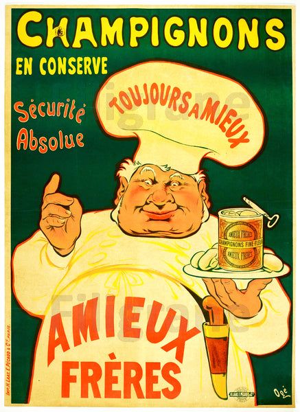 CHAMPIGNONS AMIEUX FrèRES Rydi-POSTER/REPRODUCTION  d1 AFFICHE VINTAGE